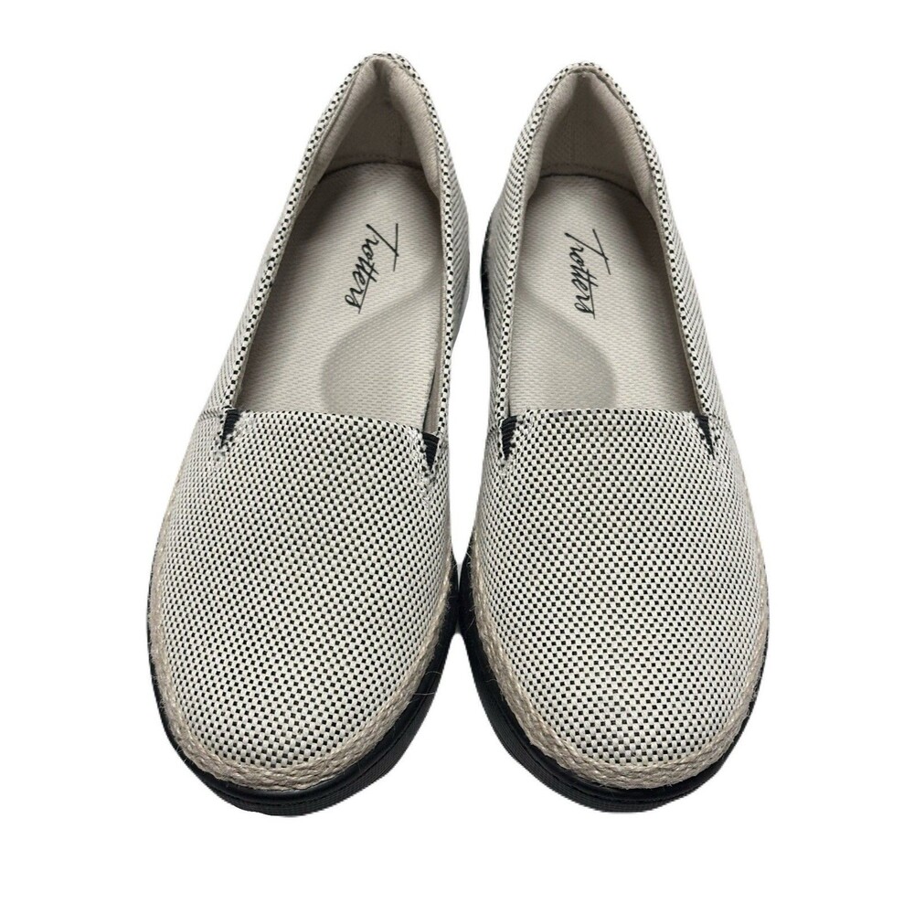 NEW Trotters Womens Size 7.5 WIDE Checkerboard Accent Espadrille Slip On Shoes - Picture 3 of 9
